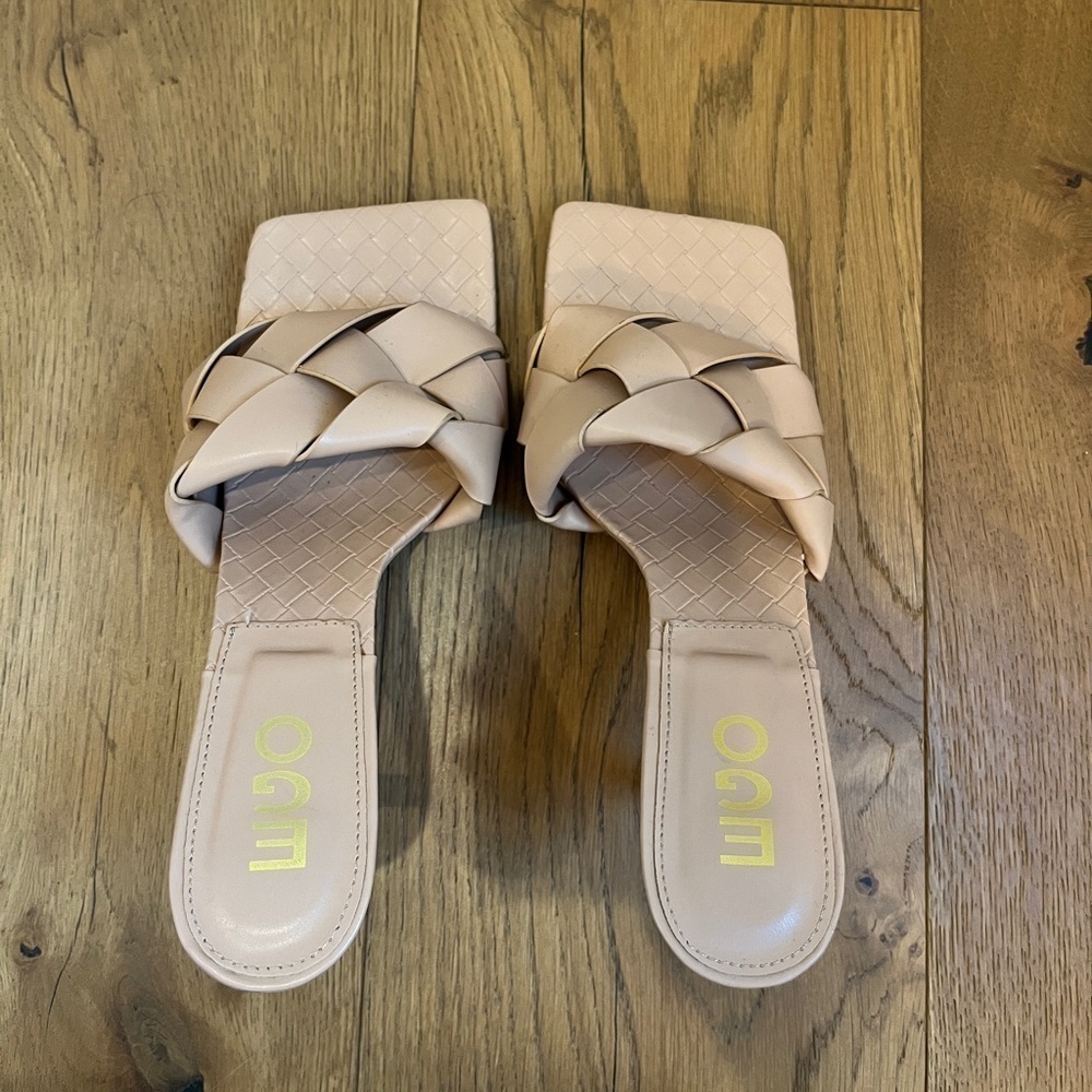 Ego Nude Square Toe Weave Heels